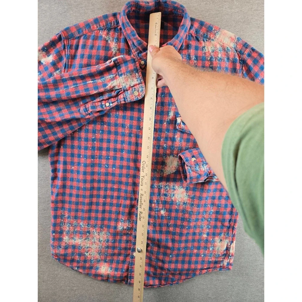 Los Angeles Dodgers x J.Crew Flannel Shirt Mens XLT Red Blue Bleached Back Patch